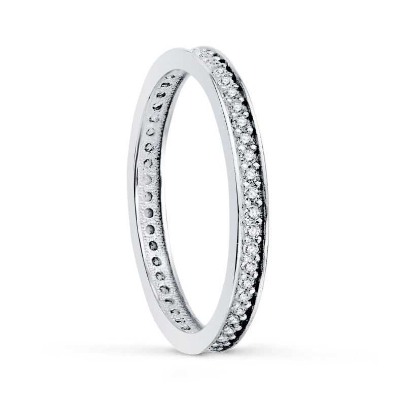 Alianza Completa O Anillo Oro Blanco Circonita Clavada Ancho: 2 mm oro 18k