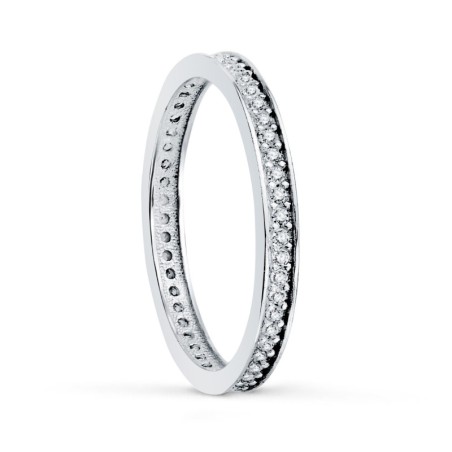 Alianza Completa O Anillo Oro Blanco Circonita Clavada Ancho: 2 mm oro 18k