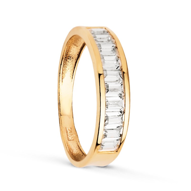 Alianza Oro Amarillo Circonita Barritas. Ancho: 4,5 mm oro 18k