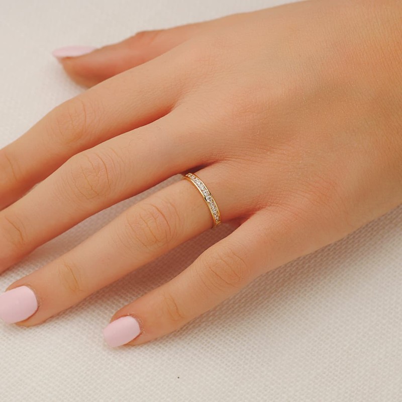 Alianza Oro Blanco Carril Circonitas. Ancho: 2,5 mm. oro 18k
