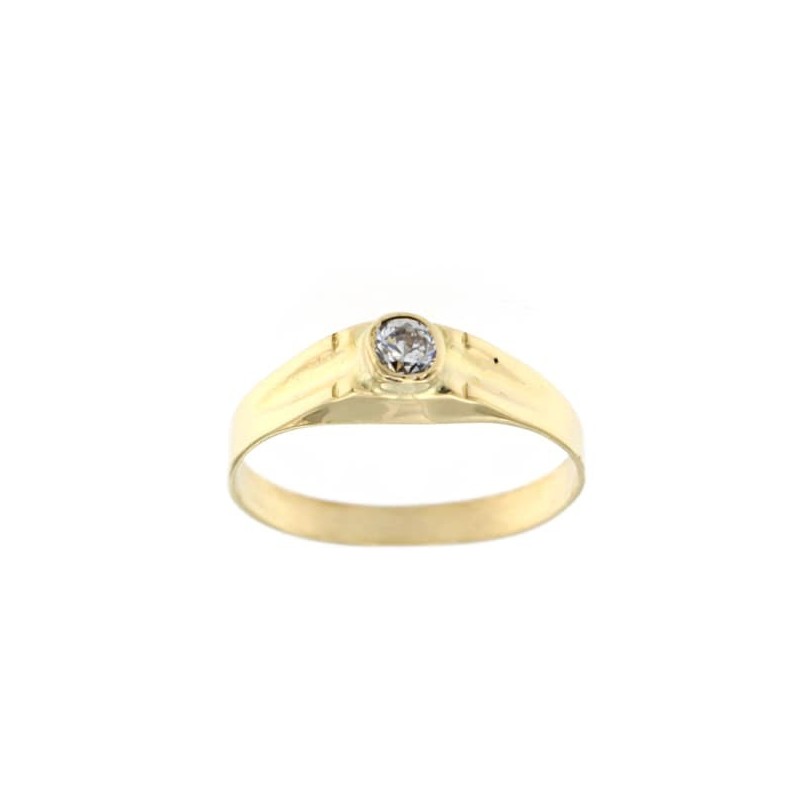 Solitario Pequeño Oro Amarillo Circonita. Ancho: 4 mm oro 18k