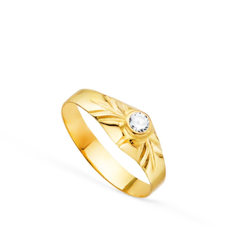 Solitario Oro Amarillo Pequeño Bebe O Meñique Circonita Redonda 2,5mm oro 18k