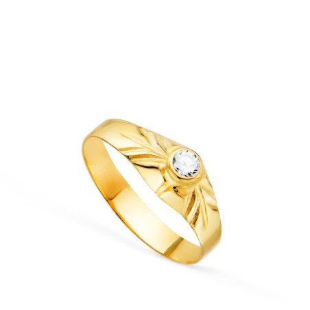Solitario Oro Amarillo Pequeño Bebe O Meñique Circonita Redonda 2,5mm oro 18k