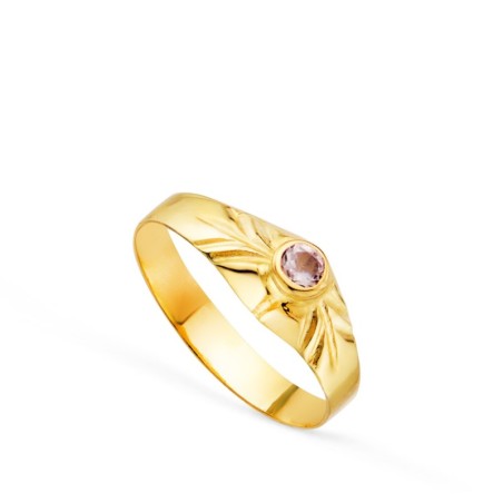 Solitario Oro Amarillo Pequeño Bebe O Meñique Circonita Rosa Redonda 2,5mm oro 18k