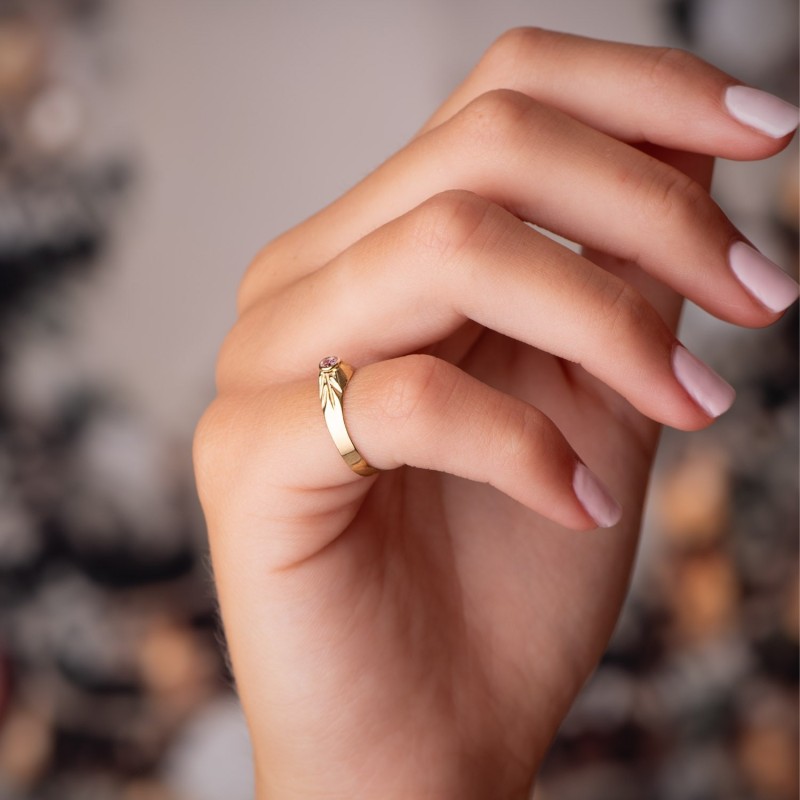 Solitario Oro Amarillo Pequeño Bebe O Meñique Circonita Rosa Redonda 2,5mm oro 18k