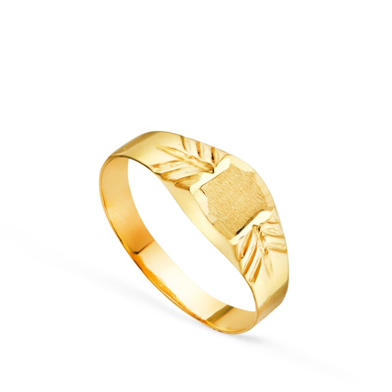 Sello Oro Amarillo Hueco Para Bebe O Meñique Cuadrado. Zona Grabado: 4X4mm oro 18k
