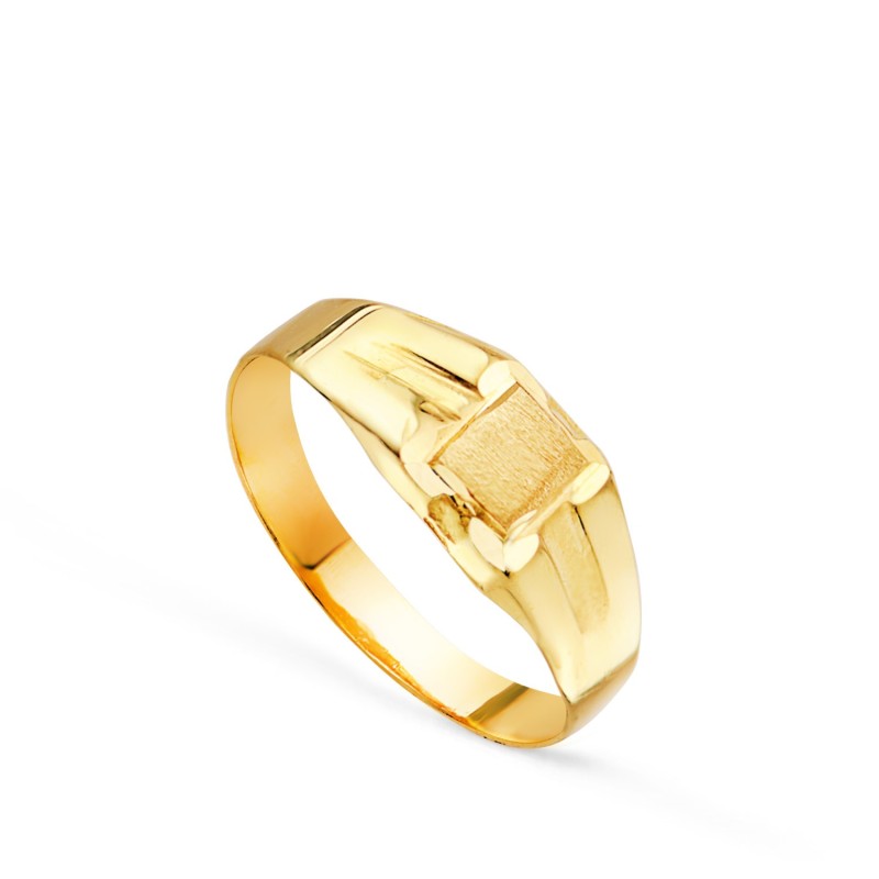 Sello Oro Amarillo Hueco Para Bebe O Meñique Cuadrado. Zona Grabado: 3,5X3,5mm oro 18k