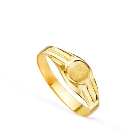 Sello Oro Amarillo Hueco Bebe O Meñique Redondo. Zona Grabado 4X4 mm oro 18k
