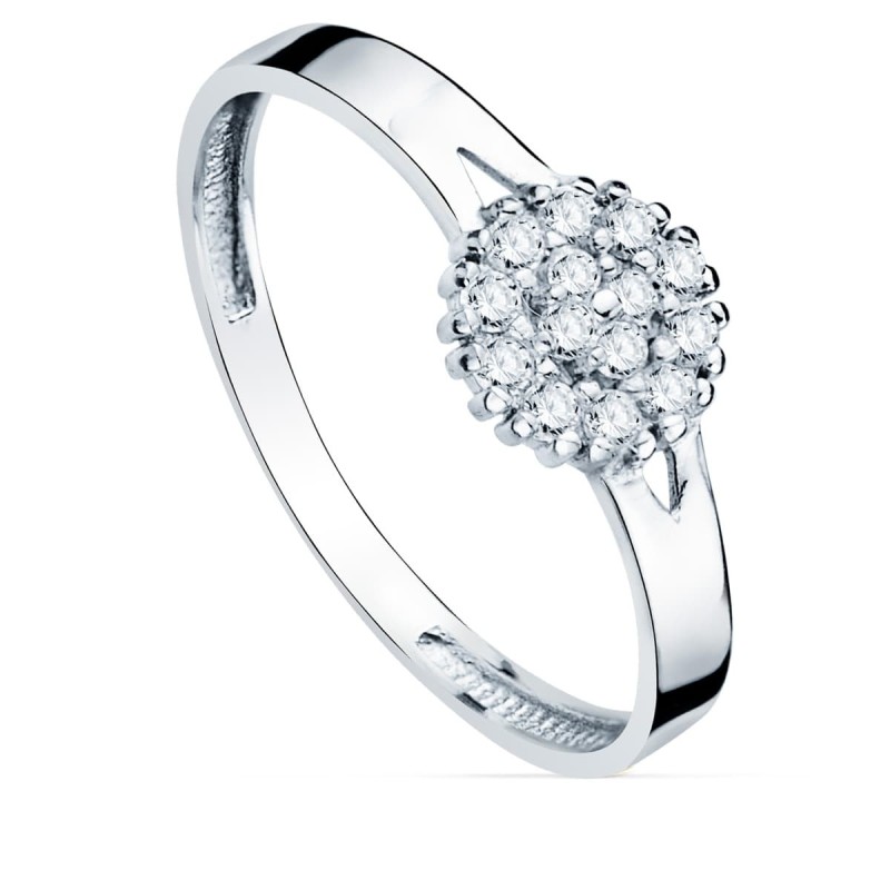 Sortija Oro Blanco Cuajo Con Circonita 6,5 mm. Ancho Cuerpo 2,5 mm oro 18k