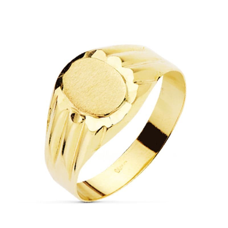 Sello Oro Amarillo Hueco Cadete Zona Grabado Oval 8X6 mm oro 18k