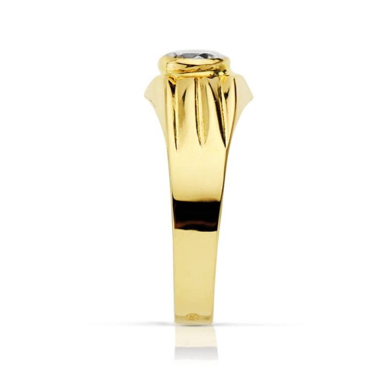 Solitario Oro Amarillo Hueco Con Circonita En Bocel De 5 mm oro 18k