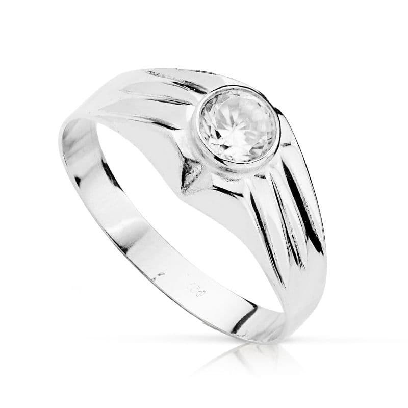Solitario Oro Blanco Hueco Con Circonita En Bocel De 5 mm oro 18k