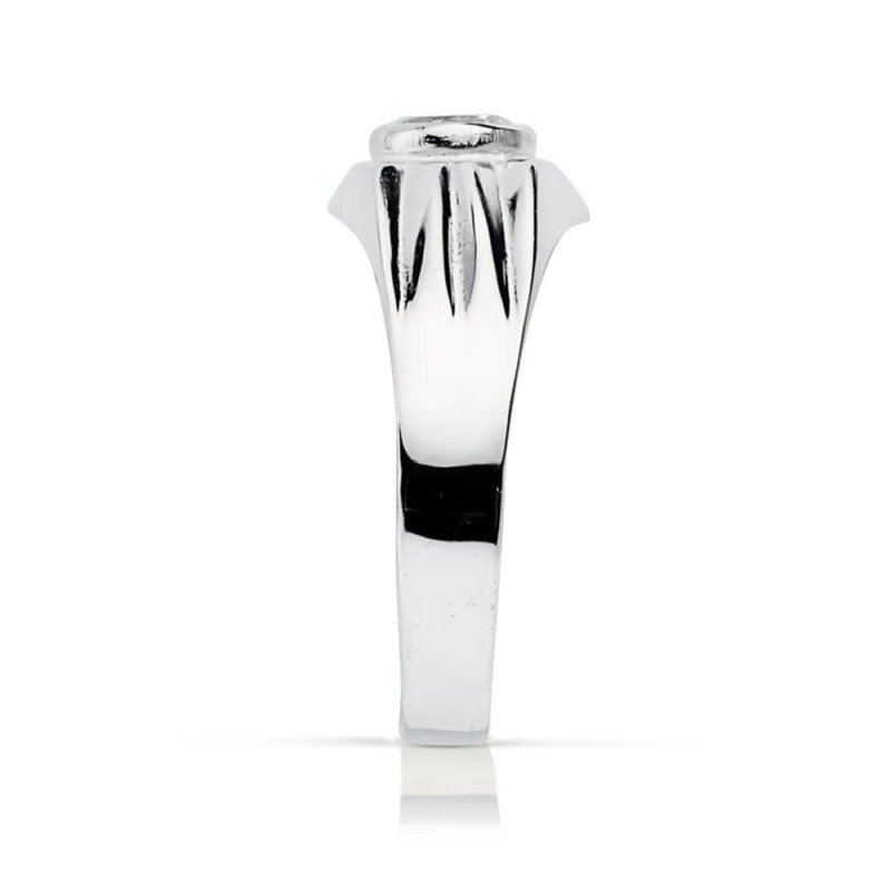 Solitario Oro Blanco Hueco Con Circonita En Bocel De 5 mm oro 18k