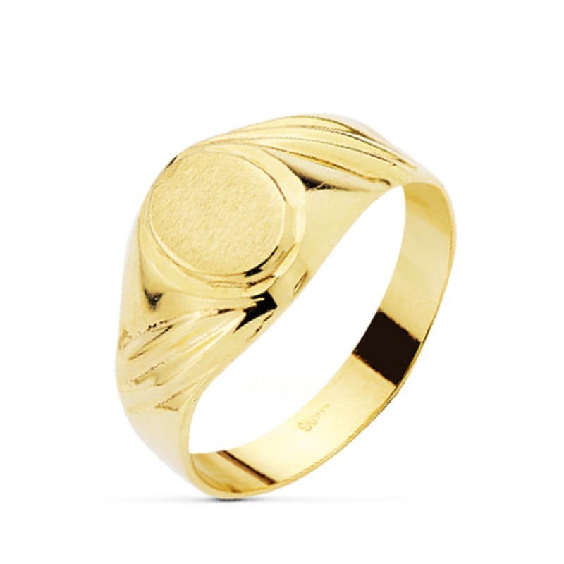 Sello Oro Amarillo Hueco Cadete Zona Grabado Oval De 7X6 mm oro 18k