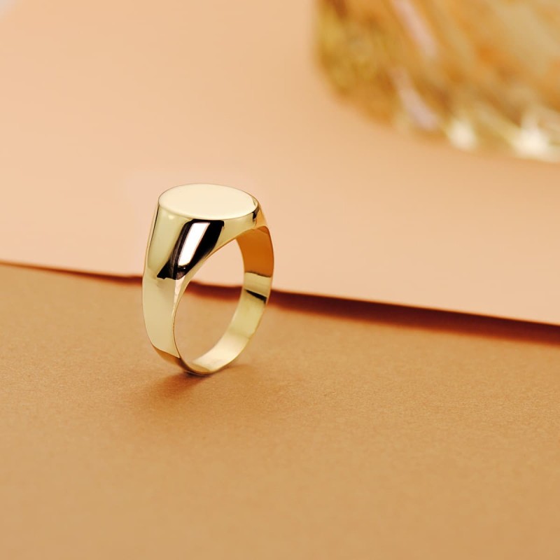 Sello Oro Amarillo Hueco Liso En Brillo. Zona Grabado: 13X10 mm oro 18k