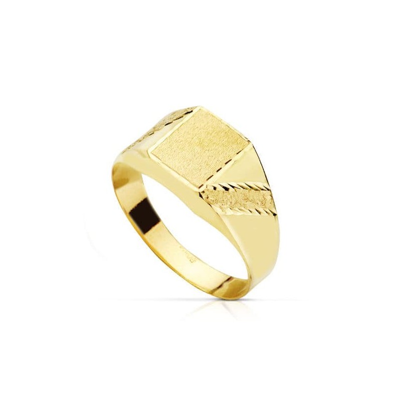 Sello Oro Amarillo Hueco Rectangulo Lateral Tallado. Zona Grabado: 8.5 X 7.5 mm oro 18k