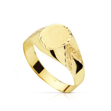 Sello Oro Amarillo Hueco Oval Lateral Tallado. Zona Grabado: 10X8mm oro 18k
