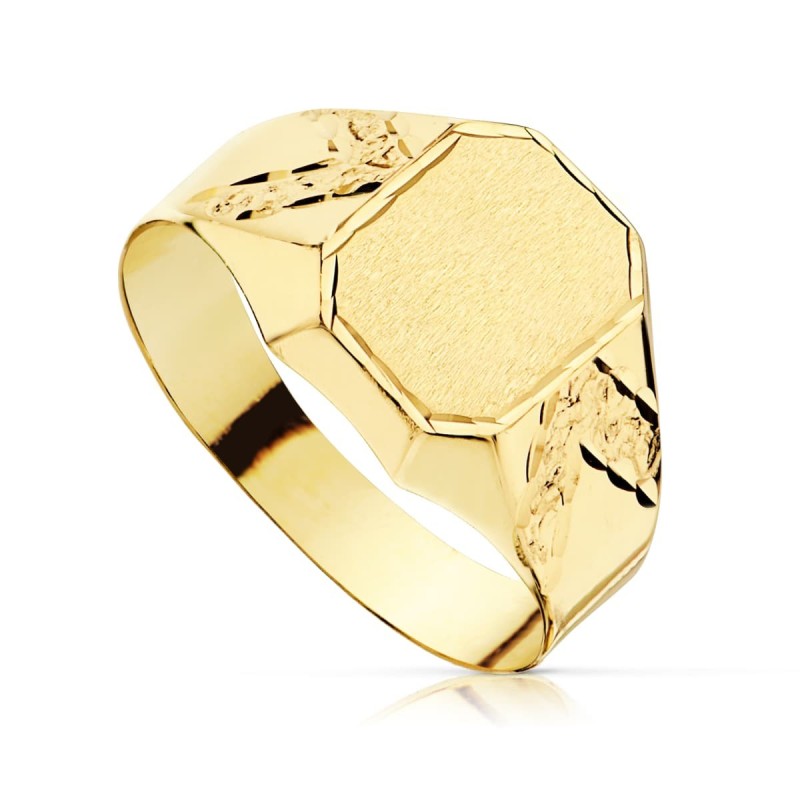 Sello Oro Amarillo Hueco Cadete Tallado. Ancho Grabado: 9 X 7mm oro 18k