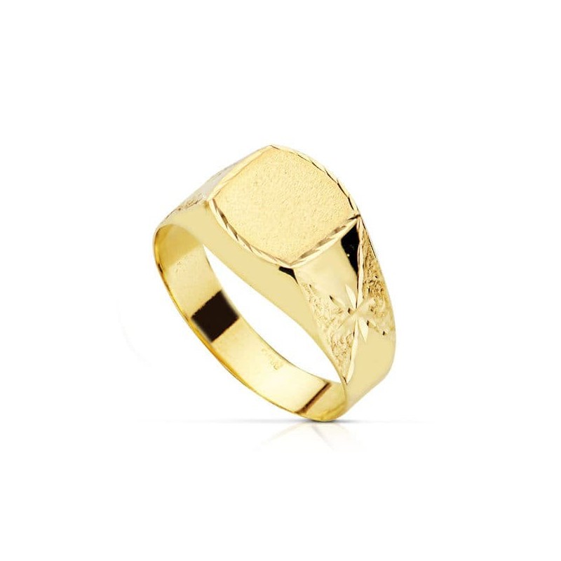Sello Oro Amarillo Hueco Lateral Tallado Estrellas. Ancho Grabado: 8X8mm oro 18k