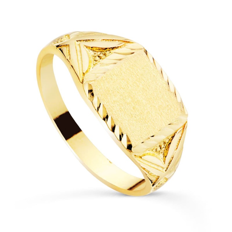 Sello Oro Amarillo Cadete Macizo Y Tallado. Zona Grabado: 10X9 mm oro 18k