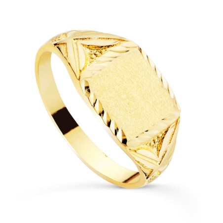 Sello Oro Amarillo Cadete Macizo Y Tallado. Zona Grabado: 10X9 mm oro 18k