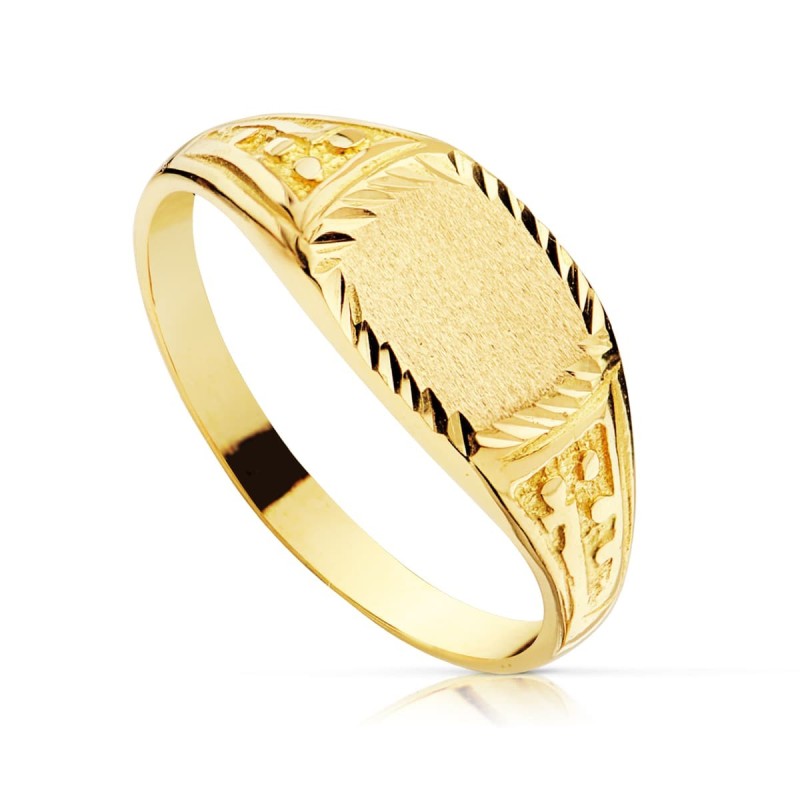 Sello Oro Amarillo Macizo Cadete Tallado. oro 18k