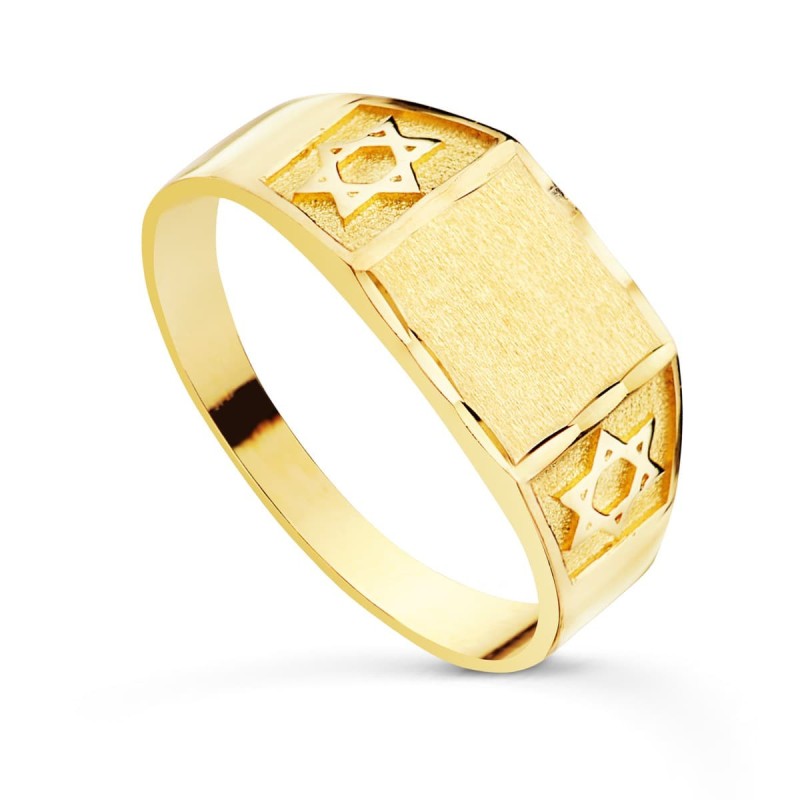 Sello Oro Amarillo Cadete Macizo Estrella David Ancho 9X7.5 mm oro 18k