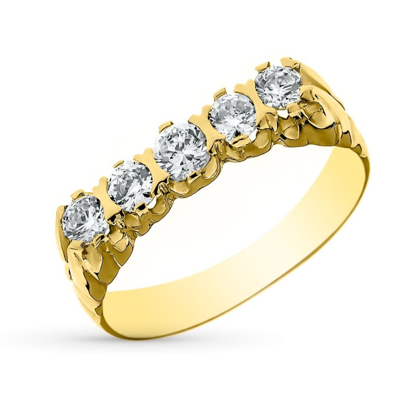 Quintillo Oro Amarillo Caballero Circonita 4 mm. Ancho: 4 mm oro 18k