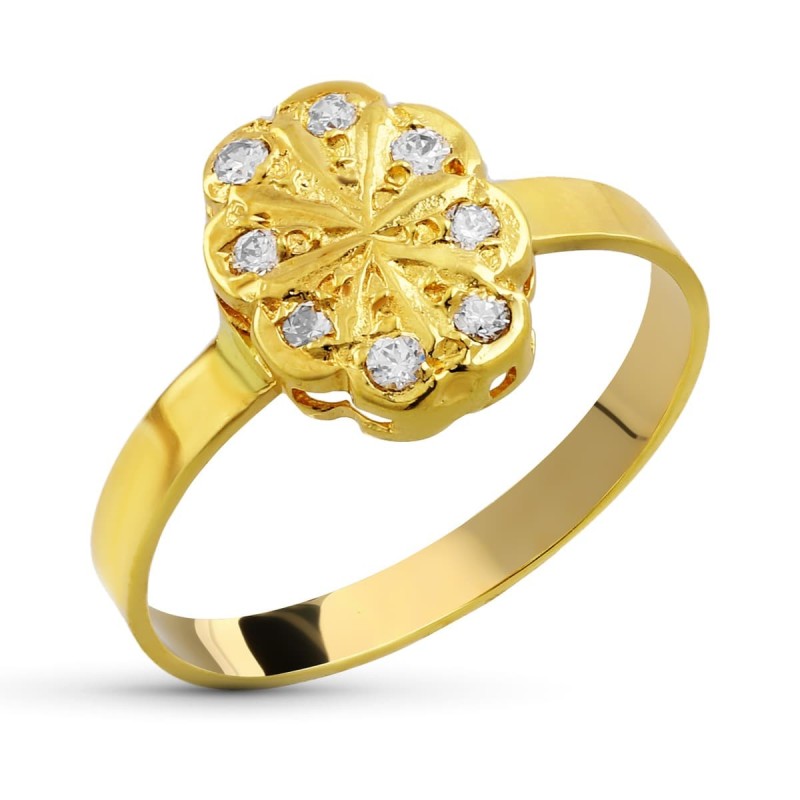Sortija Oro Amarillo Motivo Ovalado Con Circonitas. Medida: 10 X 8 mm oro 18k