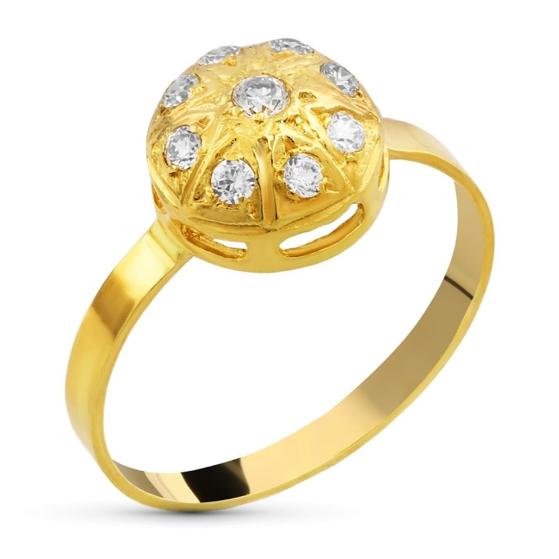 Sortija Oro Amarillo Motivo Redondo Circontias. Ancho: 9,5 mm oro 18k