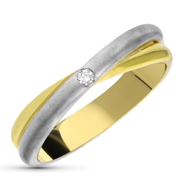 Sortija Oro Bicolor Brillante Bicolor 0.03 Qts. oro 18k