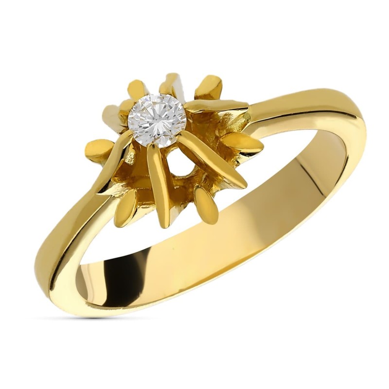Solitario Oro Amarillo Diamante 0.10 Qts. Ancho: 9mm oro 18k