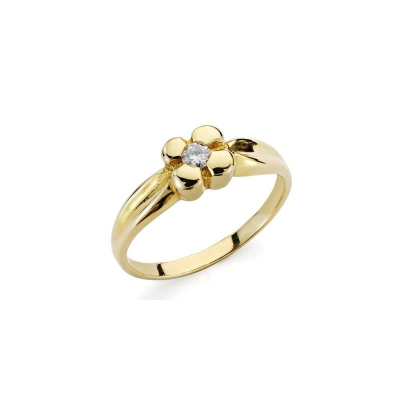 Solitario Oro Amarillo Diamante Talla Brillante 0.10 Qts. Color H Vsi oro 18k