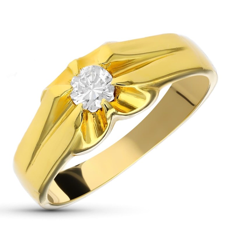 Solitario Oro Amarillo Diamante 0.20 Qts. Ancho: 8,5 mm oro 18k