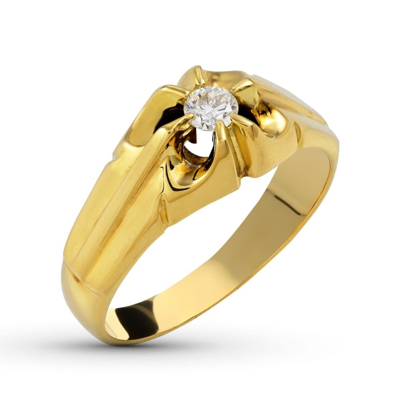 Solitario Oro Amarillo Diamante 0.20 Qts. Ancho: 9 mm oro 18k