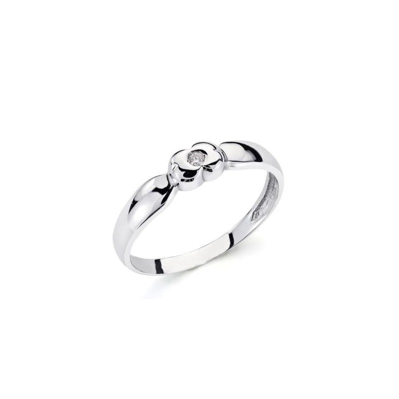 Solitario Oro Blanco Brillante 0.040 Qts. Ancho: 4mm oro 18k