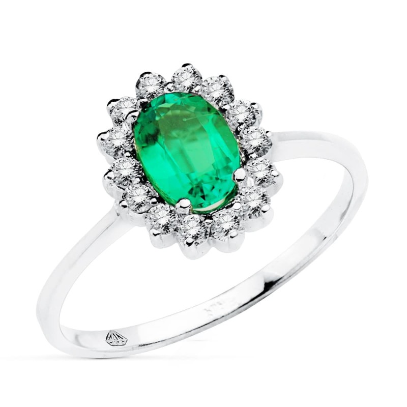 Sortija OB Diamantes Laborat. Y Esmer. Recrist. 7X5 mm 0,75 Qt 0,290 Qts. Vs2-G 11,5X9,5 mm oro 18k