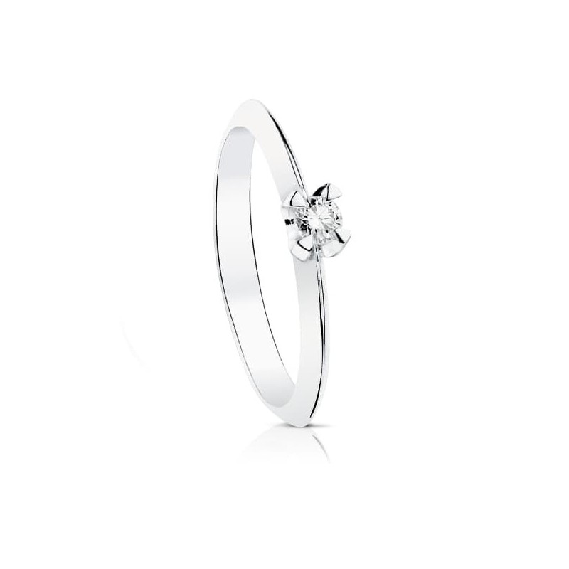 Solitario Diamante Natural Talla Brillante Oro Blanco 0,100 Qts. Si-H oro 18k