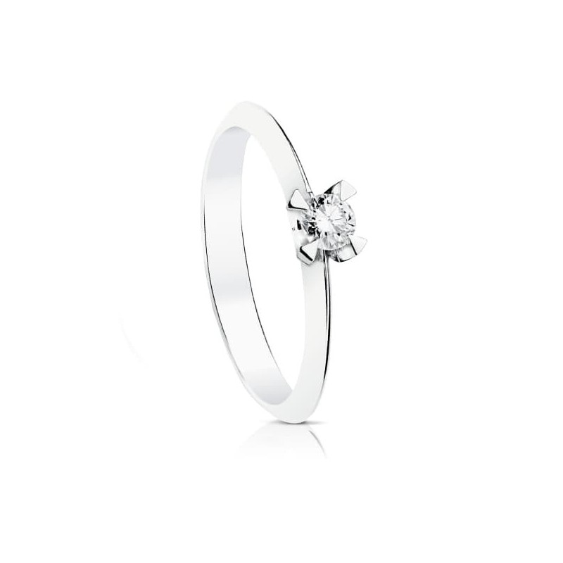 Solitario Diamante Natural Talla Brillante Oro Blanco 0,150 Qts. Si-H oro 18k