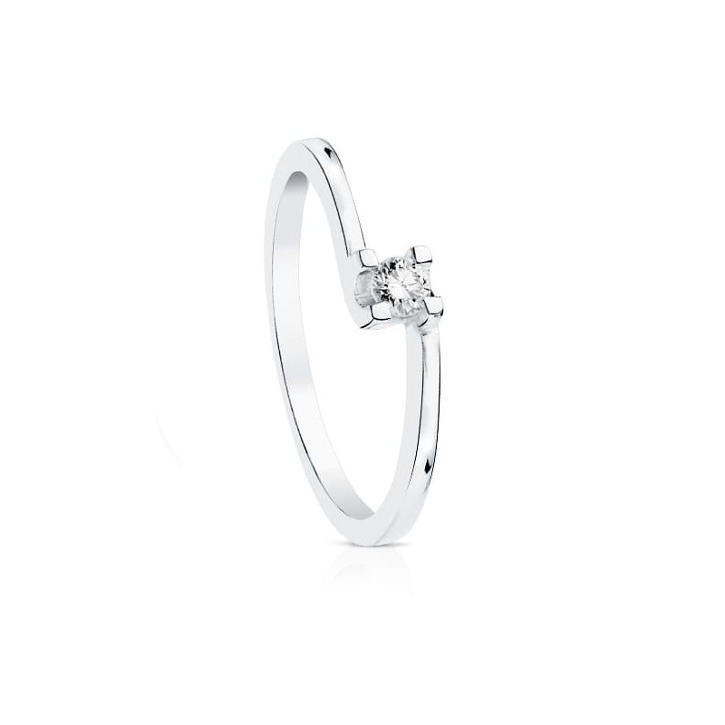 Solitario Diamante Talla Brillante Oro Blanco 0.100 Qts. Si-H oro 18k