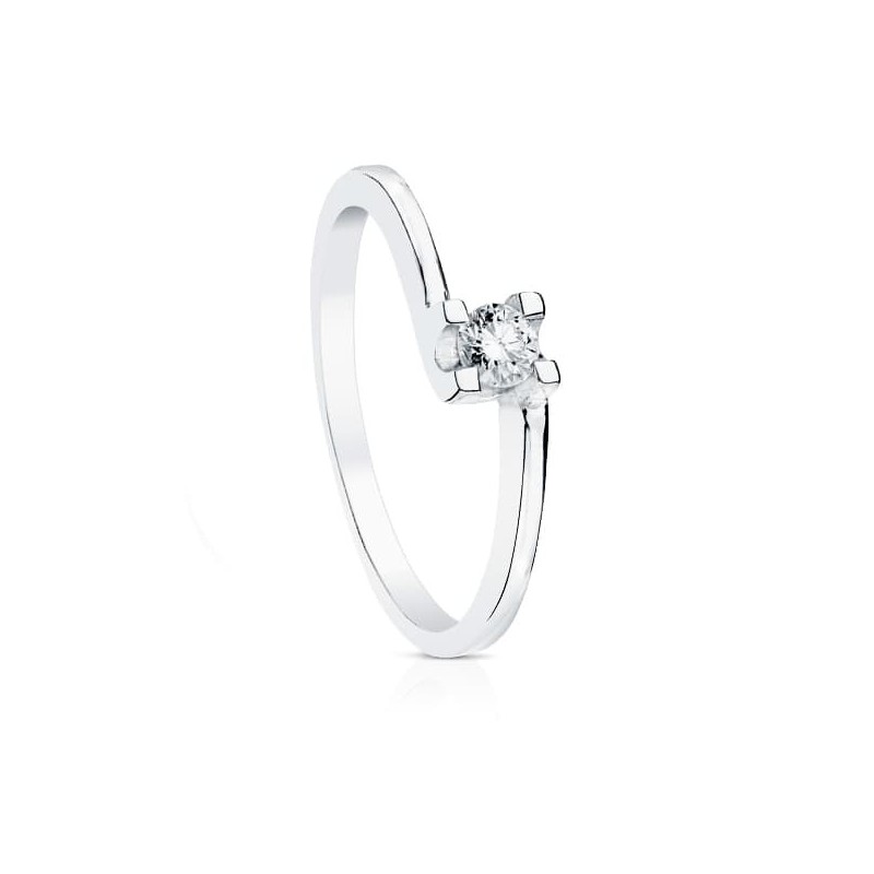 Solitario Diamante Talla Brillante Oro Blanco 0.150 Qts. Si-H oro 18k