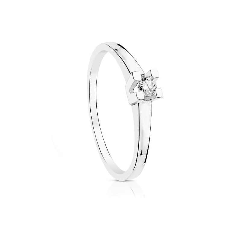 Solitario Oro Blanco Diamante Talla Brillante 0.100 Qts. G-Vs2 oro 18k