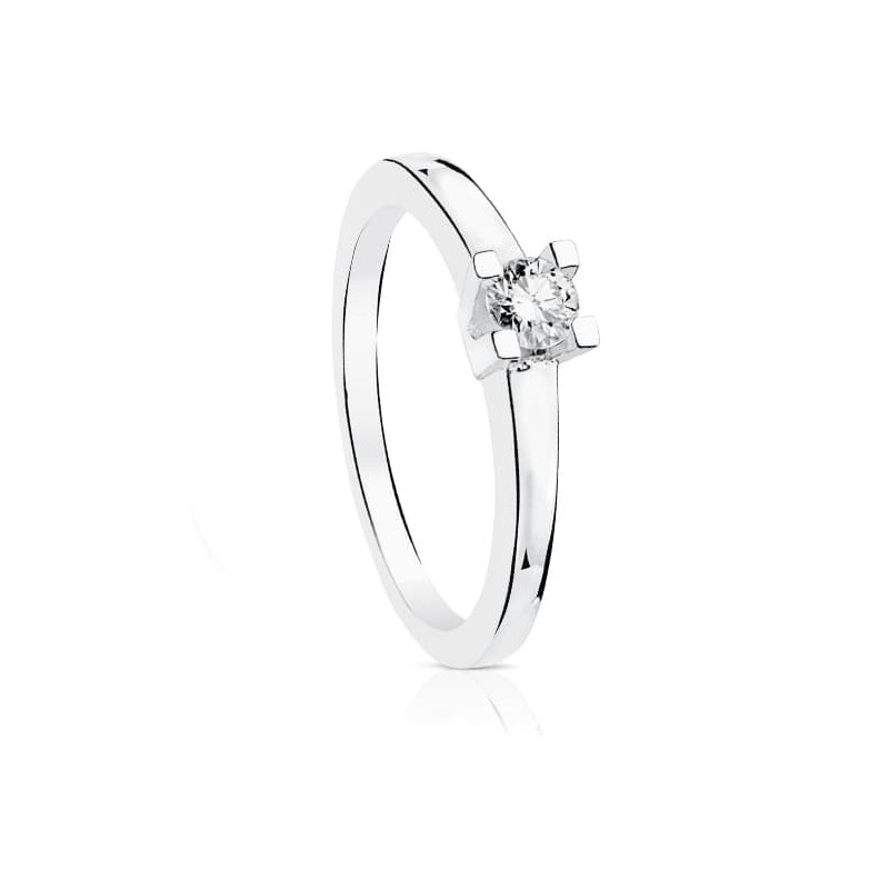 Solitario Oro Blanco Diamante Talla Brillante 0.200 Qts. Si-H oro 18k