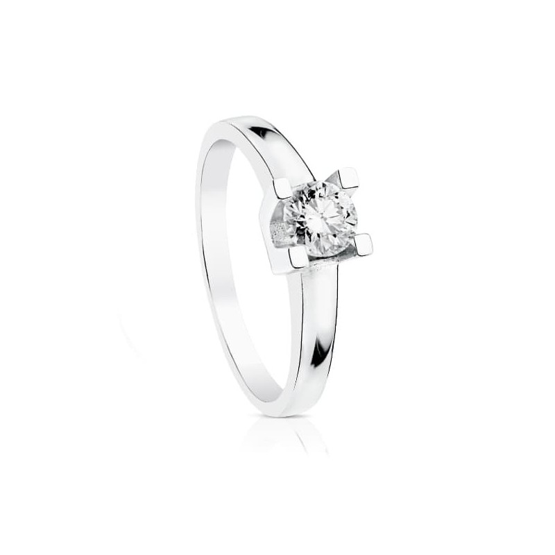 Solitario Oro Blanco Diamante Natural Talla Brillante 0.300 Qts. Si-H oro 18k