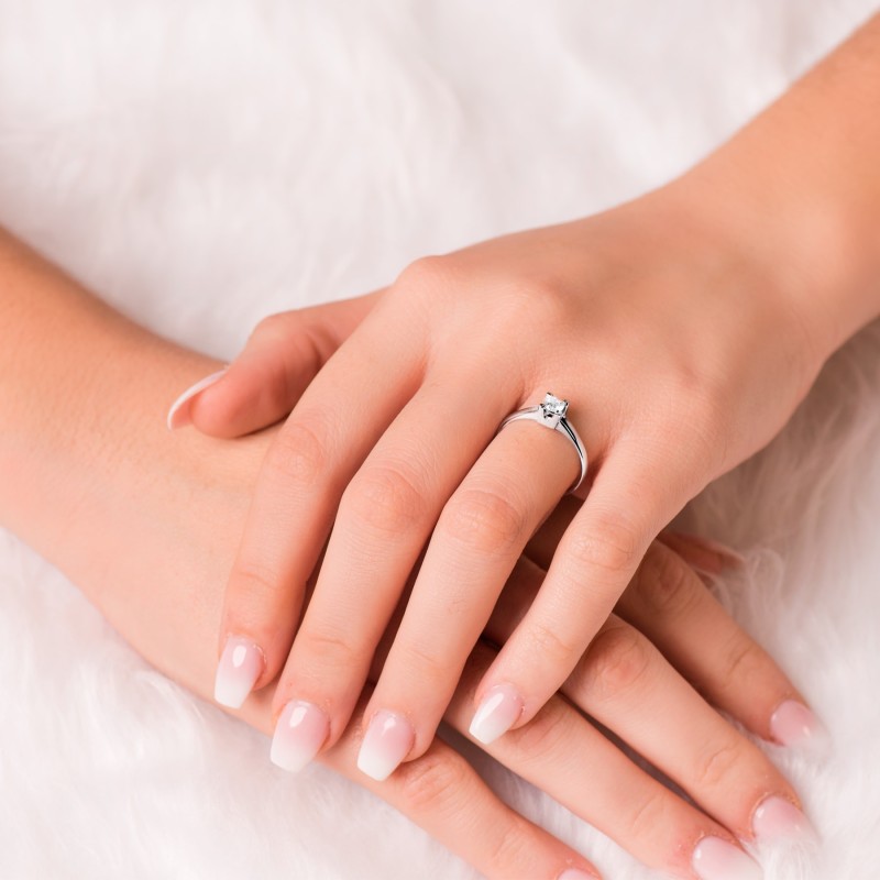 Solitario Oro Blanco Diamante Natural Talla Brillante 0.300 Qts. Si-H oro 18k