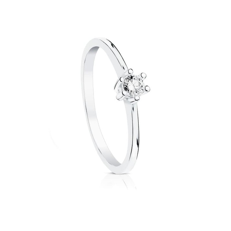 Solitario Diamante Talla Brillante Oro Blanco 0.100 Qts. Si-H oro 18k