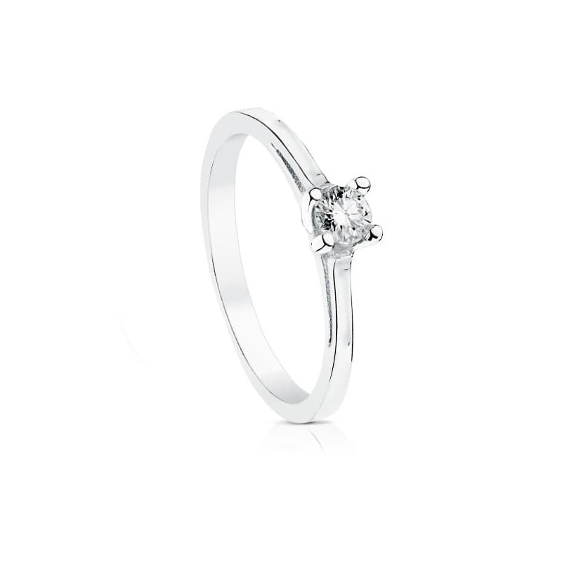 Solitario Oro Blanco Diamante Talla Brillante 0.200 Qts. Si-H oro 18k