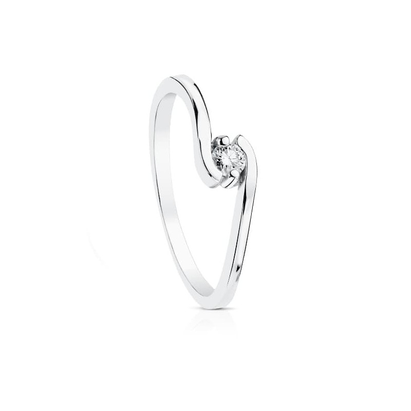 Solitario Oro Blanco Diamante Natural Talla Brillante 0.100 Qts. Si-H oro 18k
