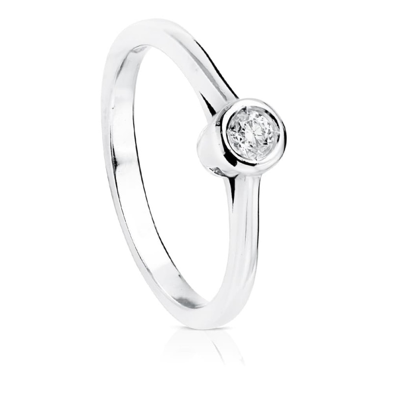 Solitario Diamante Talla Brillante Oro Blanco 0.100 Qts. Si-H oro 18k