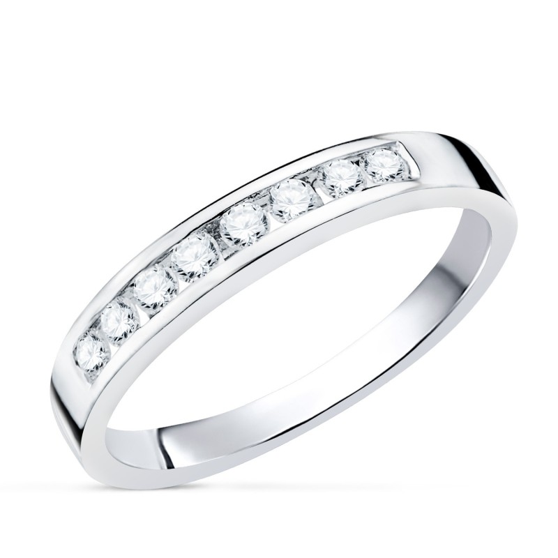 Alianza 8 Diamantes Oro Blanco 0,240 Qts. Pureza Vs2 Color G Talla Brillante oro 18k